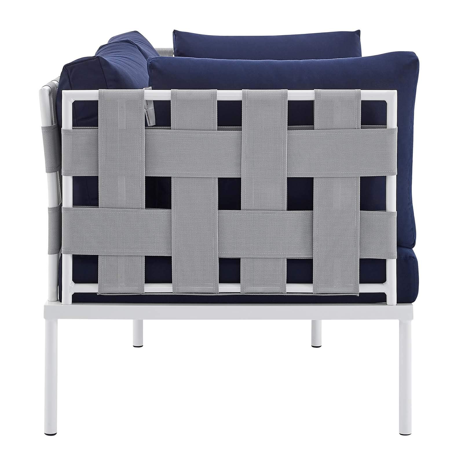 Modway EEI-4964-GRY-NAV Harmony Outdoor Patio Aluminum Loveseat, Gray Navy