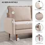 American Furniture Classics Beige 57 Inch Wide Upholstered Two Cushion Loveseat with Cambered Arms Velvet, 57" x 32" x 39"