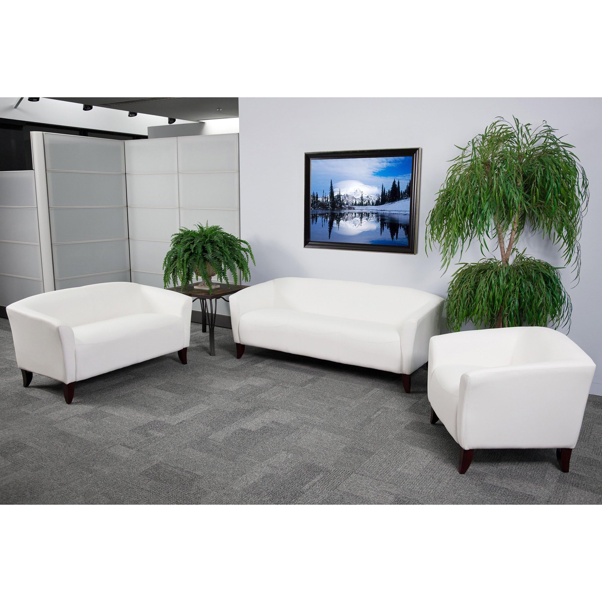 Flash Furniture Hercules Imperial Series Reception Set In Ivory Leathersoft