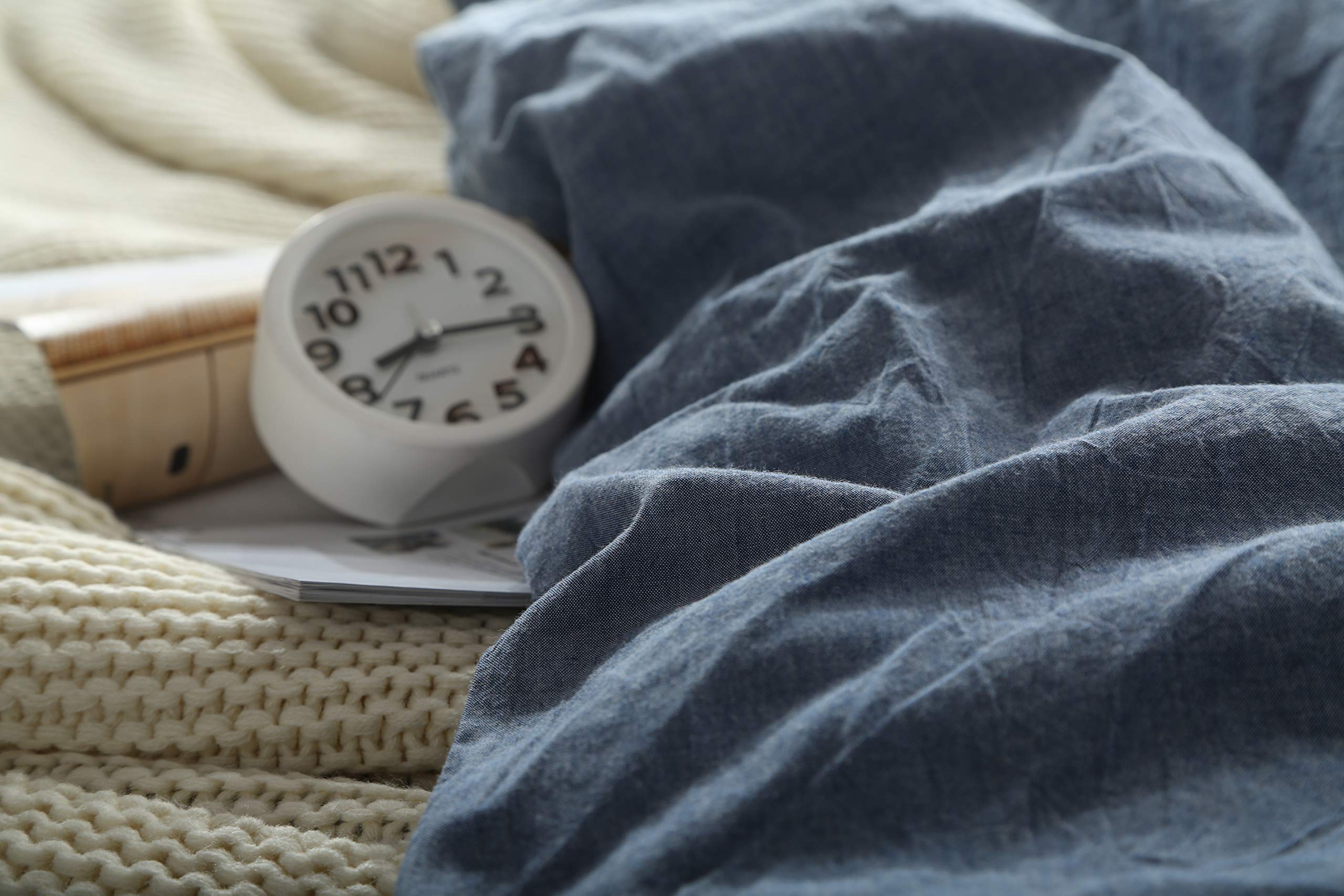 F.Y.Dreams 100% Washed Cotton Duvet Cover For Weighted Blanket 60X80 Inches With 8 Ties,Zipper On Long Side/Demin Blue/Just Duve