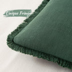 Miulee Decorative Throw Pillow Covers Neutral Linen Fringe Throw Pillows Set Of 2 Army Green Boho Farmhouse Cushion Covers With Tassels For Couch Sofa Bed Living Room Spring Home Decor 18X18 Inch