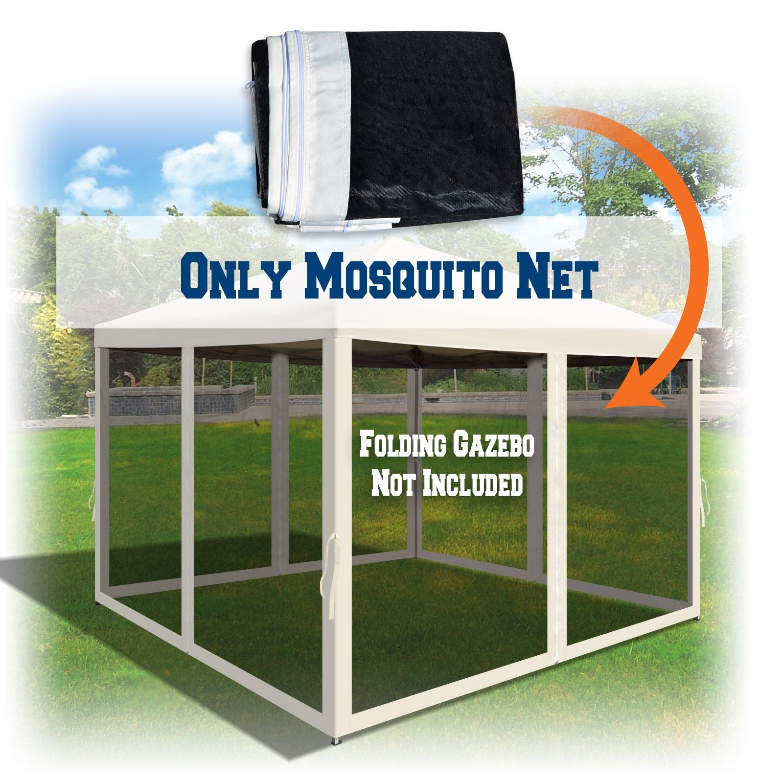 Benefitusa Canopies 10' L X 6.4' W Mesh Wall Sidewalls For 10X10 Ft Pop Up Canopy Screen Room, Pack Of 4 (Walls Only) (Ecru)