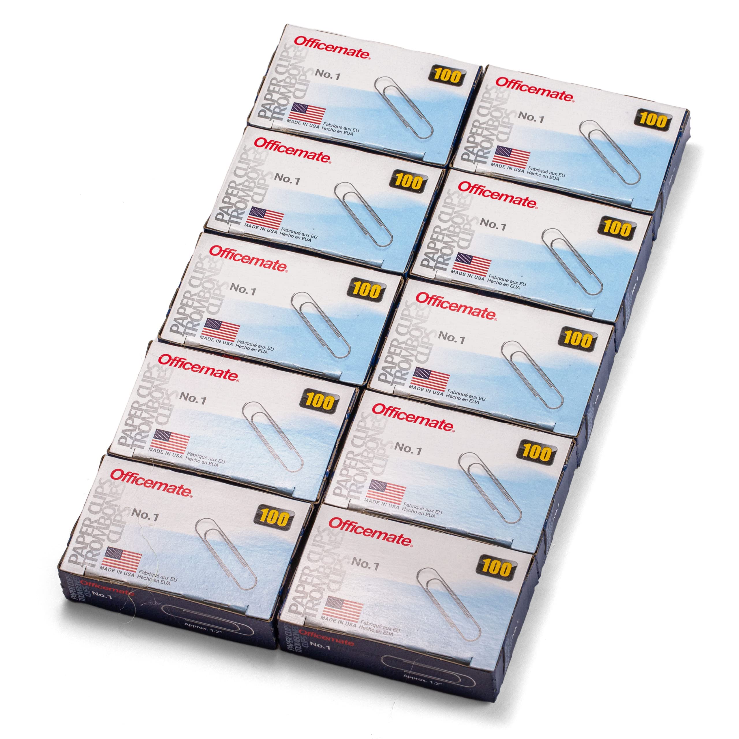 Officemate No.1 Smooth Paper Clips, Pack Of 10 Boxes Of 100 Clips Each, 1000 Clips Total (99911)
