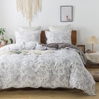 Honeilife Queen Duvet Cover Set - 100% Cotton Comforter Cover Floral Duvet Cover Sets,Soft & Breathable Duvet Cover With Zipper