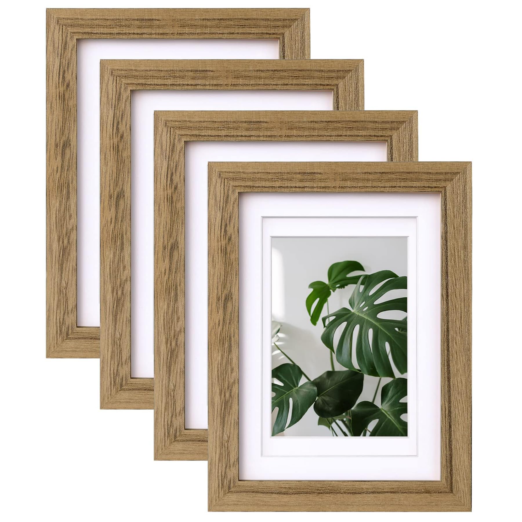 Egofine 5x7 Picture Frames with Plexiglass, Display Pictures 3.5x5/4x6 with Mat or 5x7 Without Mat Set of 4 for Tabletop and Wal