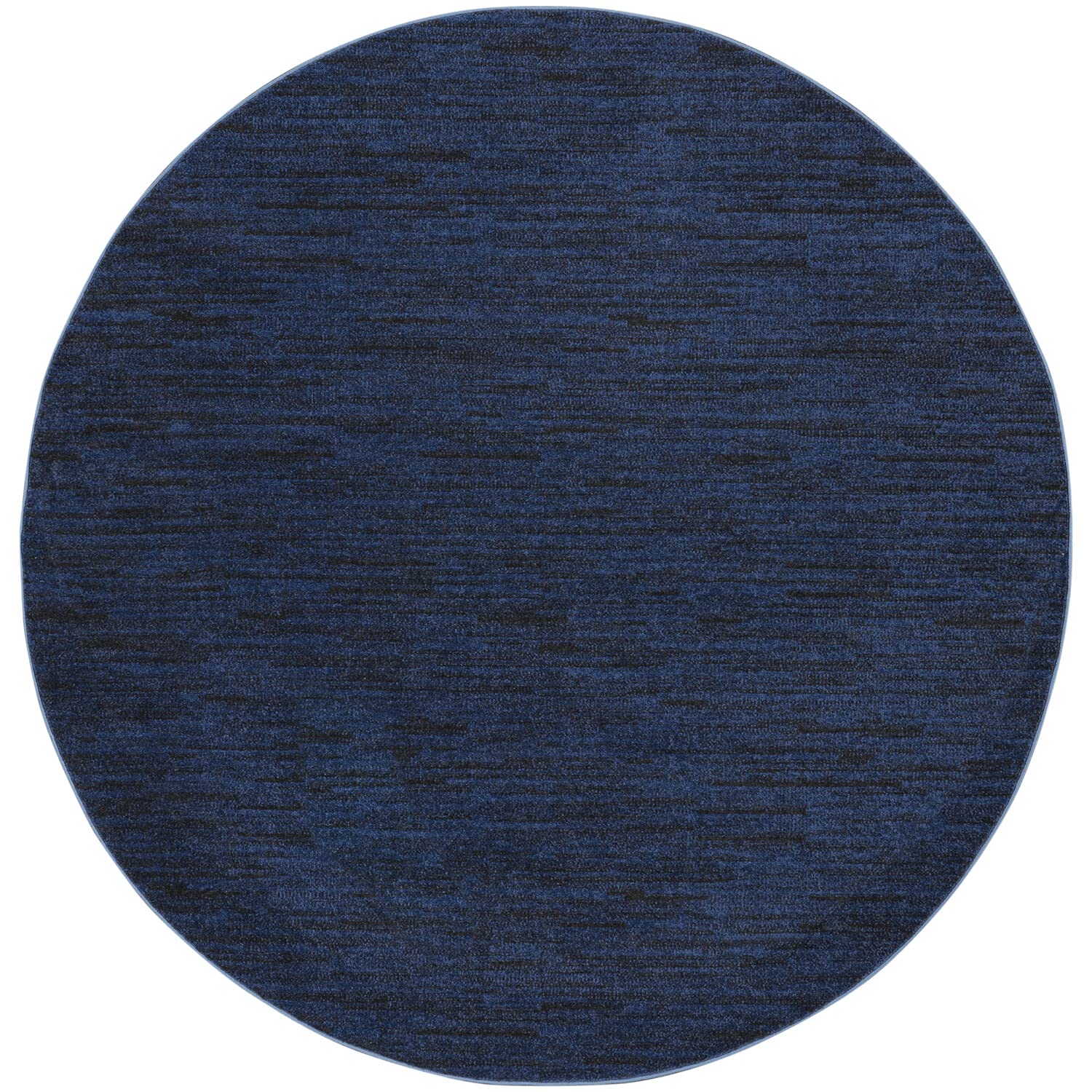 Nourison Essentials Indoor/Outdoor Midnight Blue 6' X Round Area Rug, Easy Cleaning, Non Shedding, Bed Room, Living Room, Dining