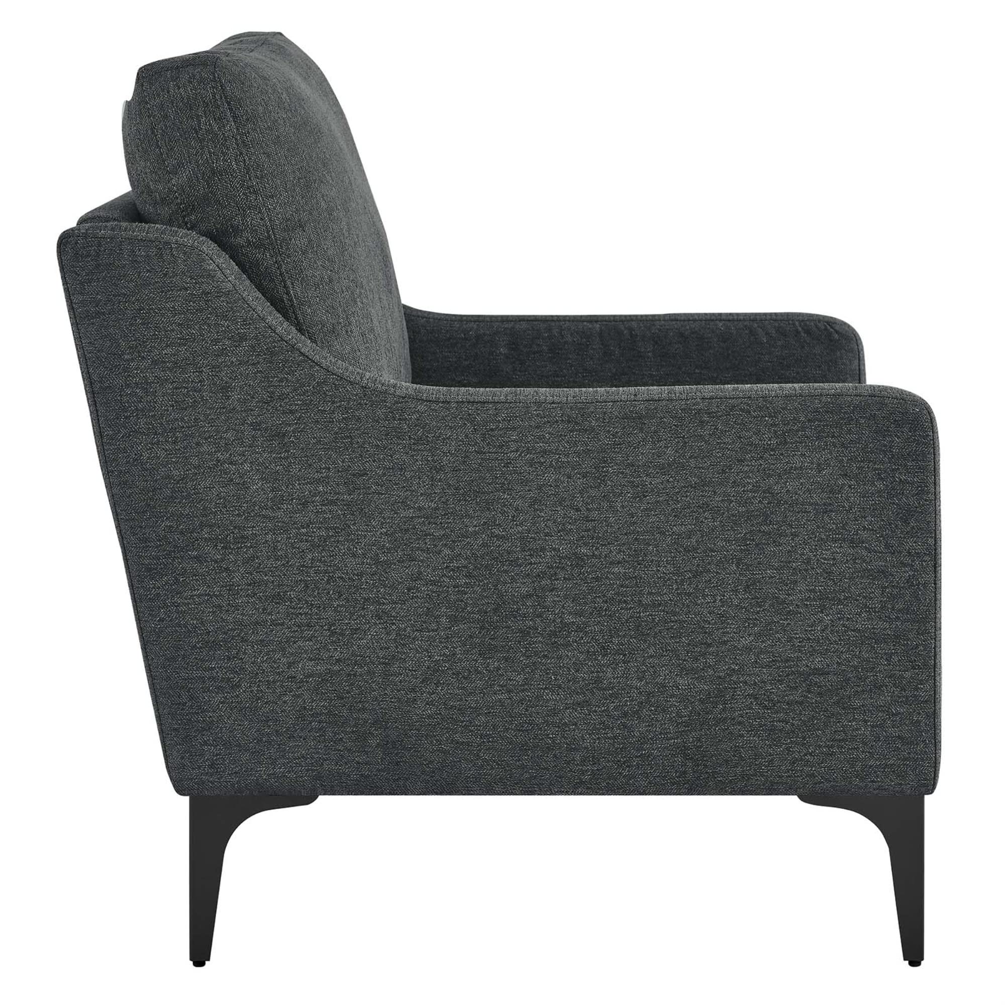 Modway Corland Upholstered Fabric And Metal Armchair In Charcoal