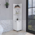 Depot E-Shop Vestal Tall Corner Cabinet With 3-Tier Shelf And 2-Door, White