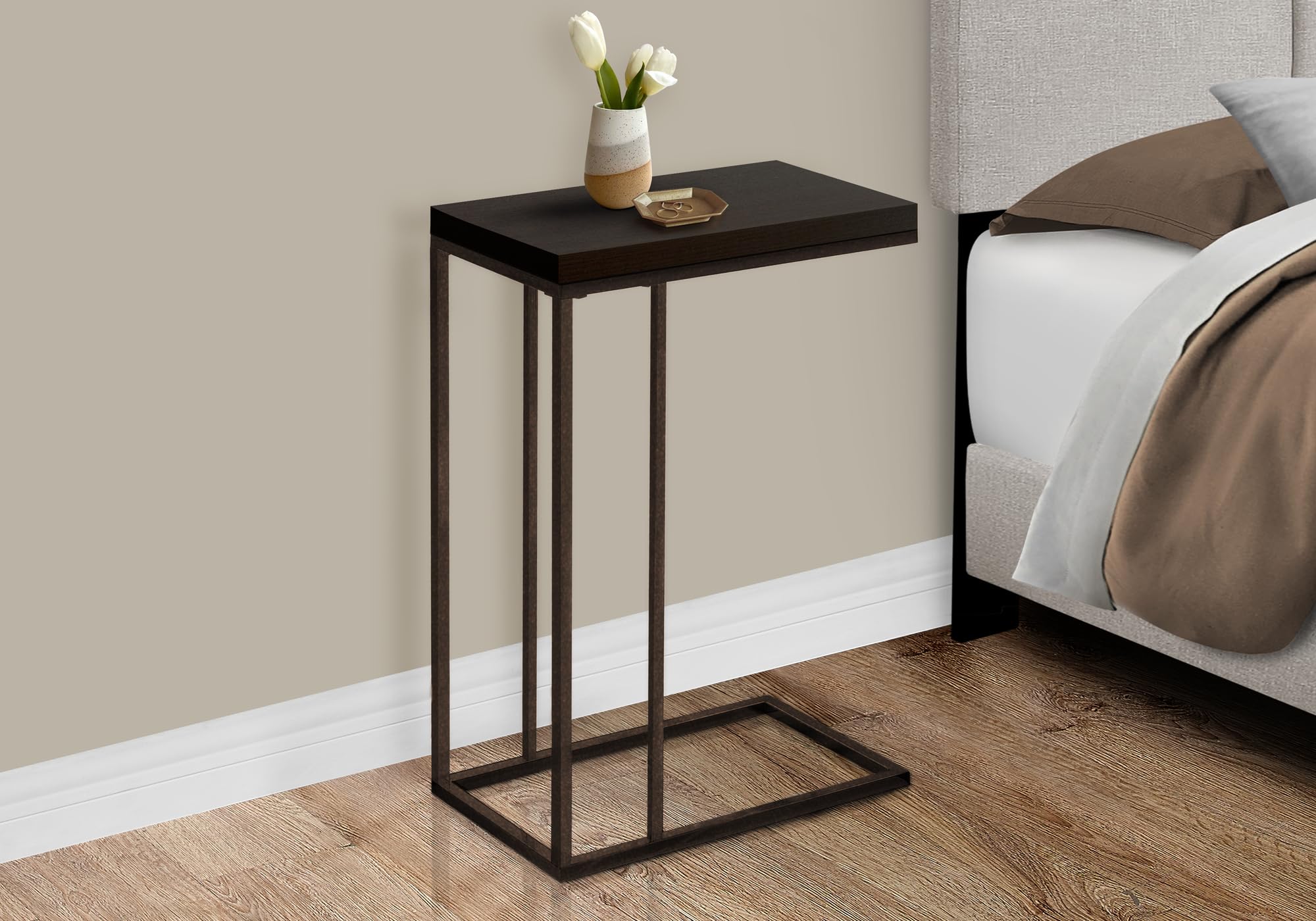 Monarch Specialties , Accent Table, Bronze Metal, Cappuccino