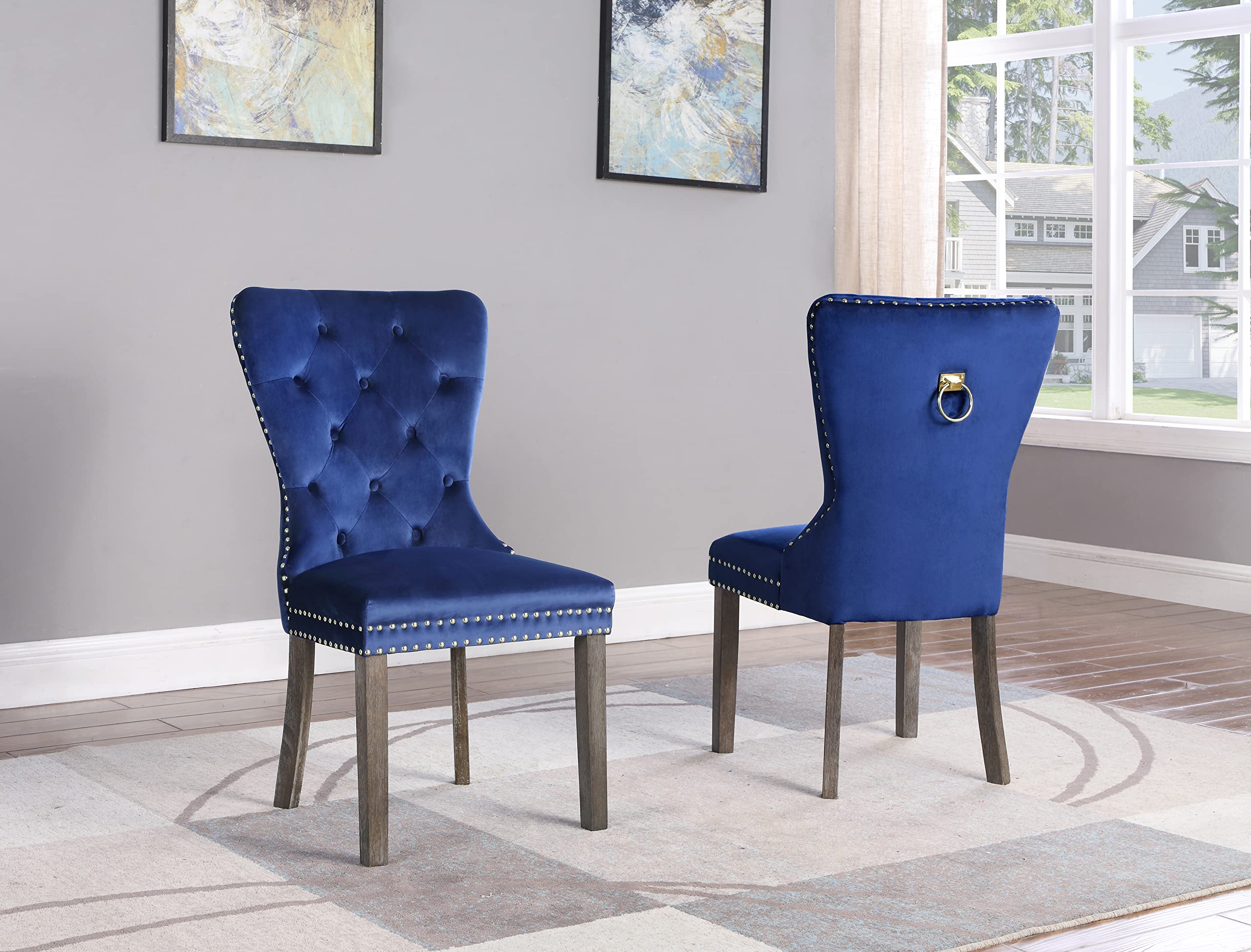 Best Quality Furniture Dining Chairs (Set Of 2) Navy Blue