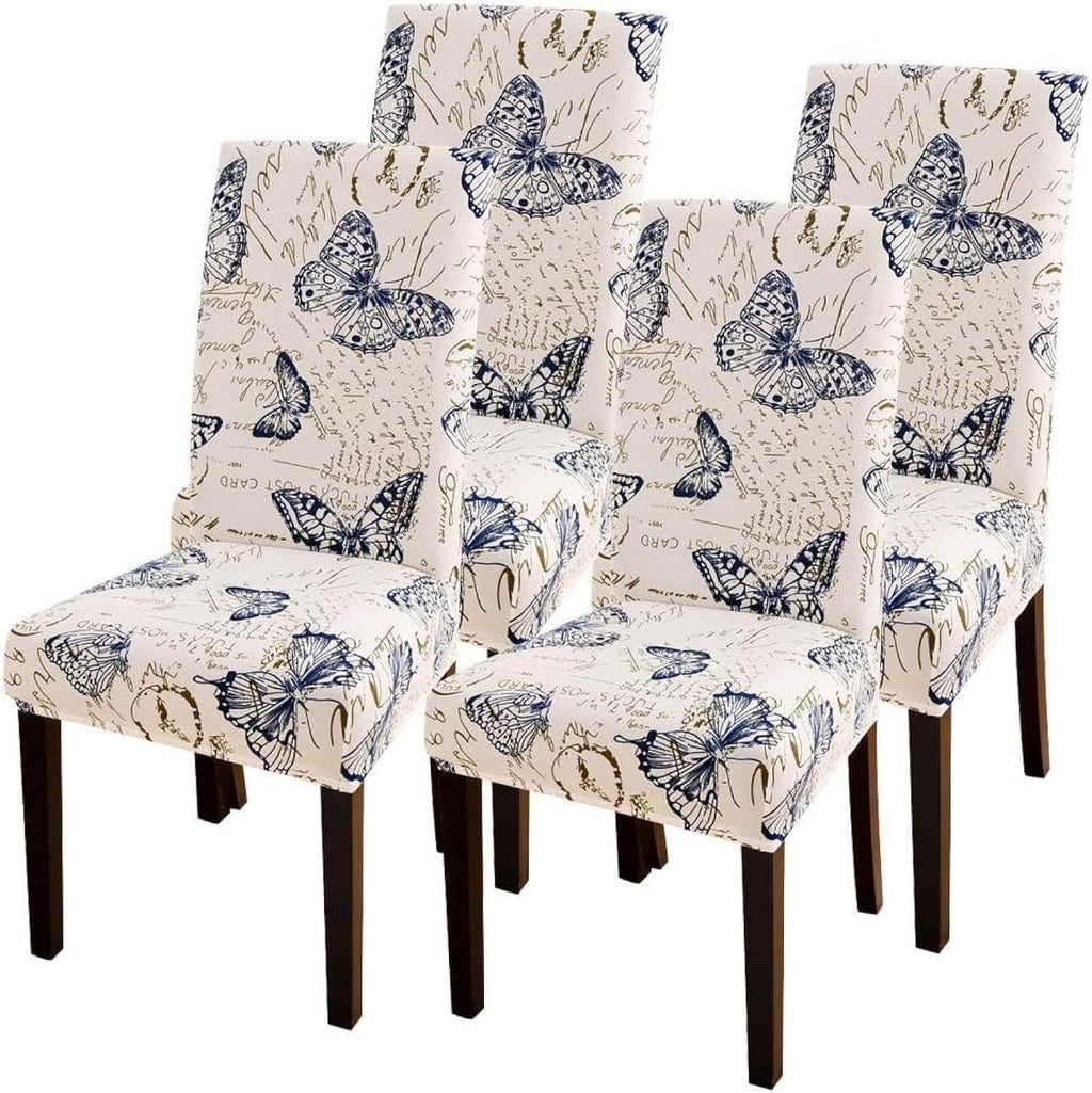 Searchi Dining Room Chair Covers Set Of 4, Stretch Printed Parsons Chair Slipcovers Spandex Removable Washable Kitchen Chair Protector Cover For Dining Room, Hotel, Ceremony (Butterfly Pattern)