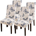 Searchi Dining Room Chair Covers Set Of 4, Stretch Printed Parsons Chair Slipcovers Spandex Removable Washable Kitchen Chair Protector Cover For Dining Room, Hotel, Ceremony (Butterfly Pattern)