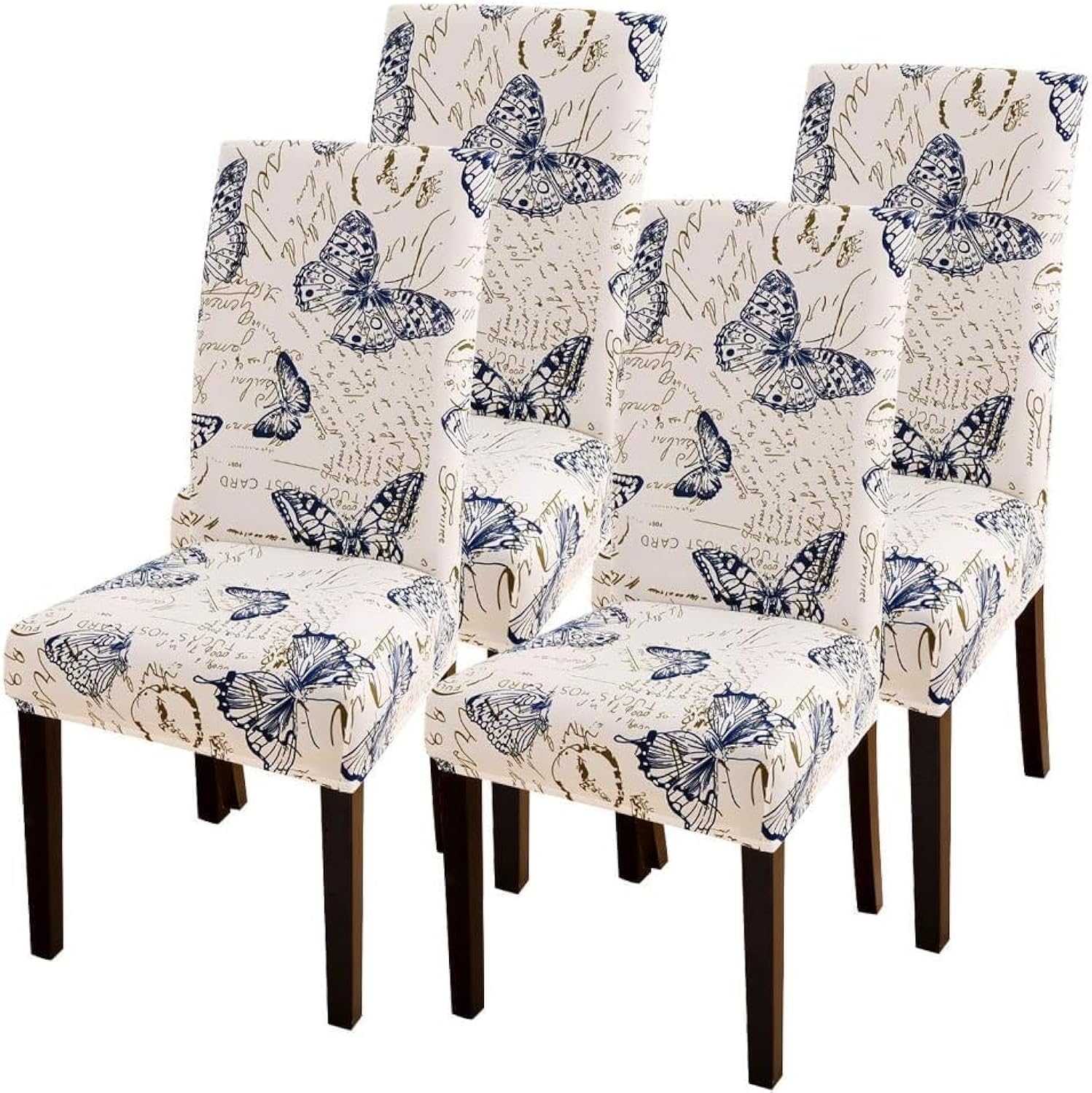 Searchi Dining Room Chair Covers Set Of 4, Stretch Printed Parsons Chair Slipcovers Spandex Removable Washable Kitchen Chair Protector Cover For Dining Room, Hotel, Ceremony (Butterfly Pattern)