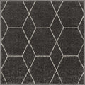 Unique Loom Trellis Frieze Collection Area Rug - Geometric (3 Square, Dark Gray/ Ivory)