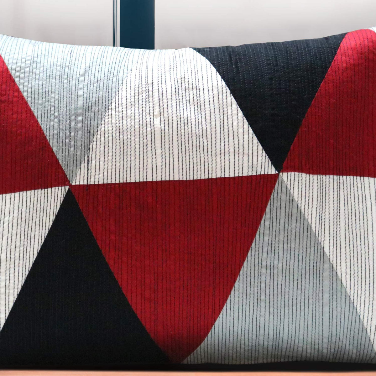 Spaces Spun Surkh Geometric Cotton Cushion Cover  12X16, Grey