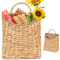 Woven Hanging Water Hyacinth Baskets, Hanging Wall Wicker Basket, Handmade Organizer Baskets, Hanging Flower Basket for Shelves,