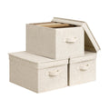 StorageWorks Fabric Storage Bins, Storage Basket with Lid, Closet Bins