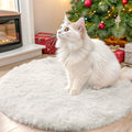 OLANLY Ivory Round Rugs for Bedroom - Machine Washable, 2x2 Feet Circle Area Rugs for Living Room, Soft and Fluffy Shaggy Carpet