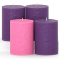 CANDWAX 3x4 Pillar Advent Candles Set of 4 - Rustic Pillar Candles Unscented and No Drip Candles - Ideal as Candles for Advent W