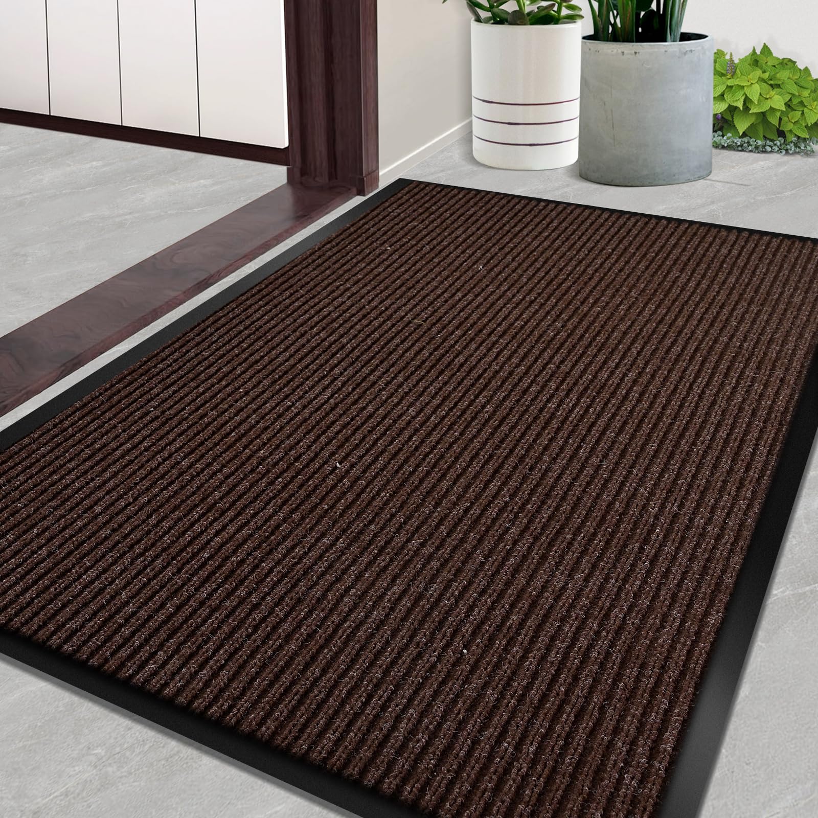 Door Mat Heavy Duty Outdoor Indoor Doormat Low Profile Front Door Mat Large 31X47 Inch Brown Entrance Welcome Mats Easy Clean Pa
