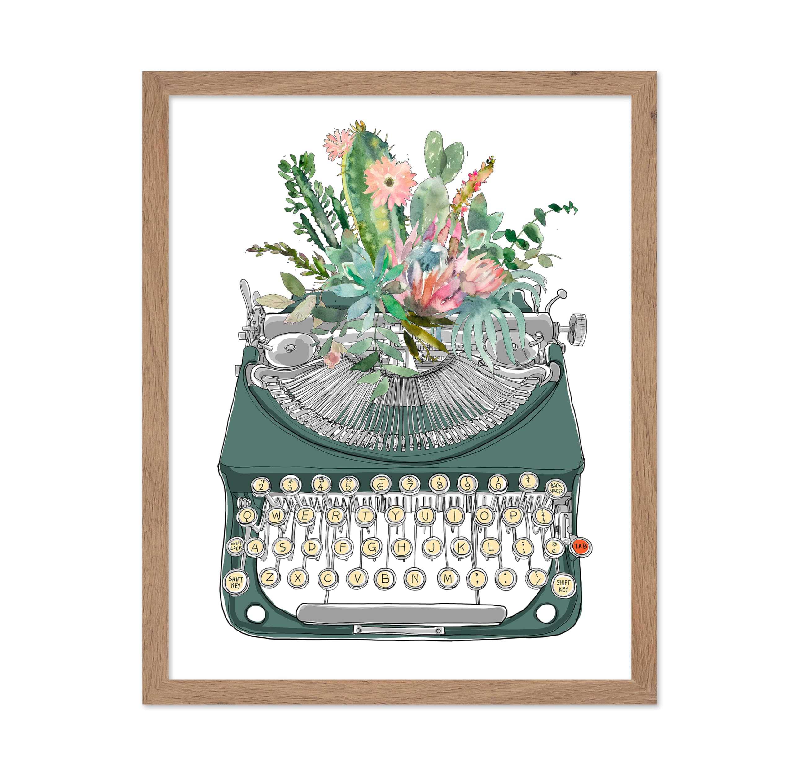 Poster Master Vintage Illustration Poster - Retro Floral Print - Gift for Artist, Friend - Typewriter, Cactus, Watercolor, Abstr