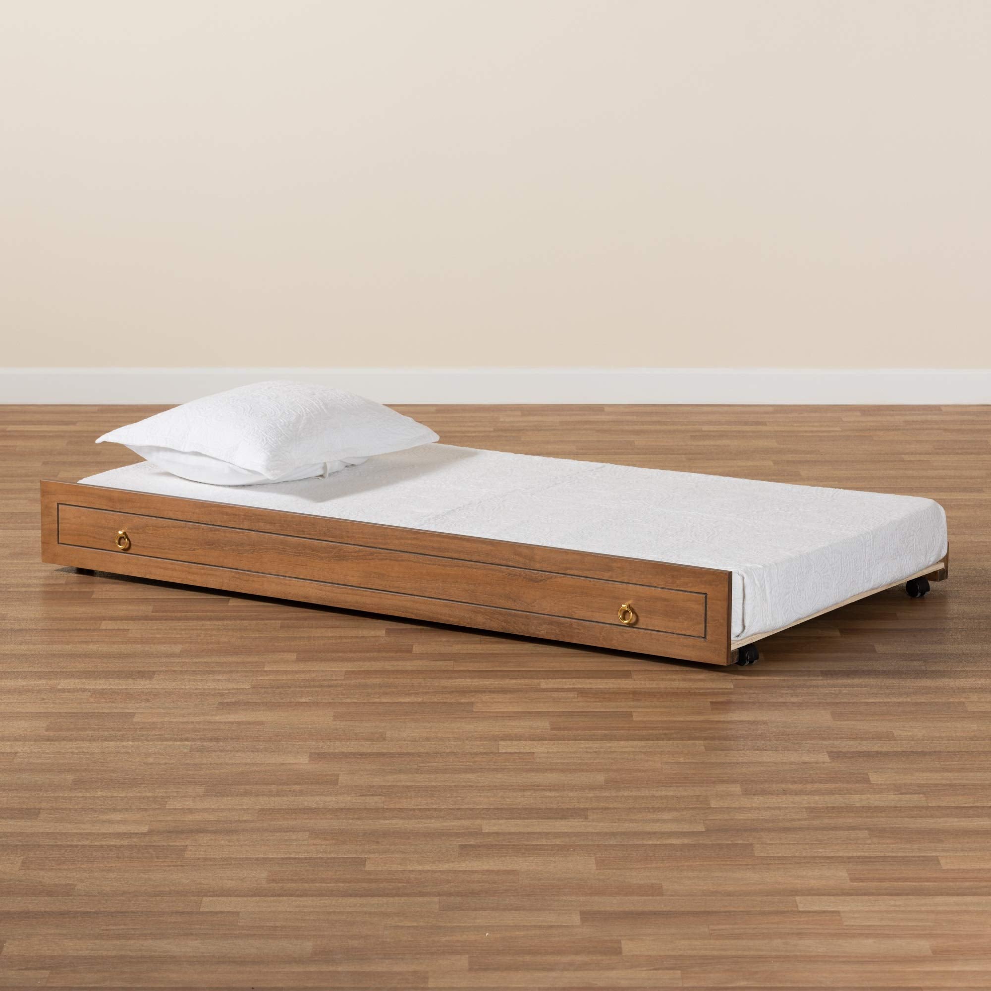 Baxton Studio Alya Classic Traditional Farmhouse Walnut Brown Finished Wood Twin Size Trundle