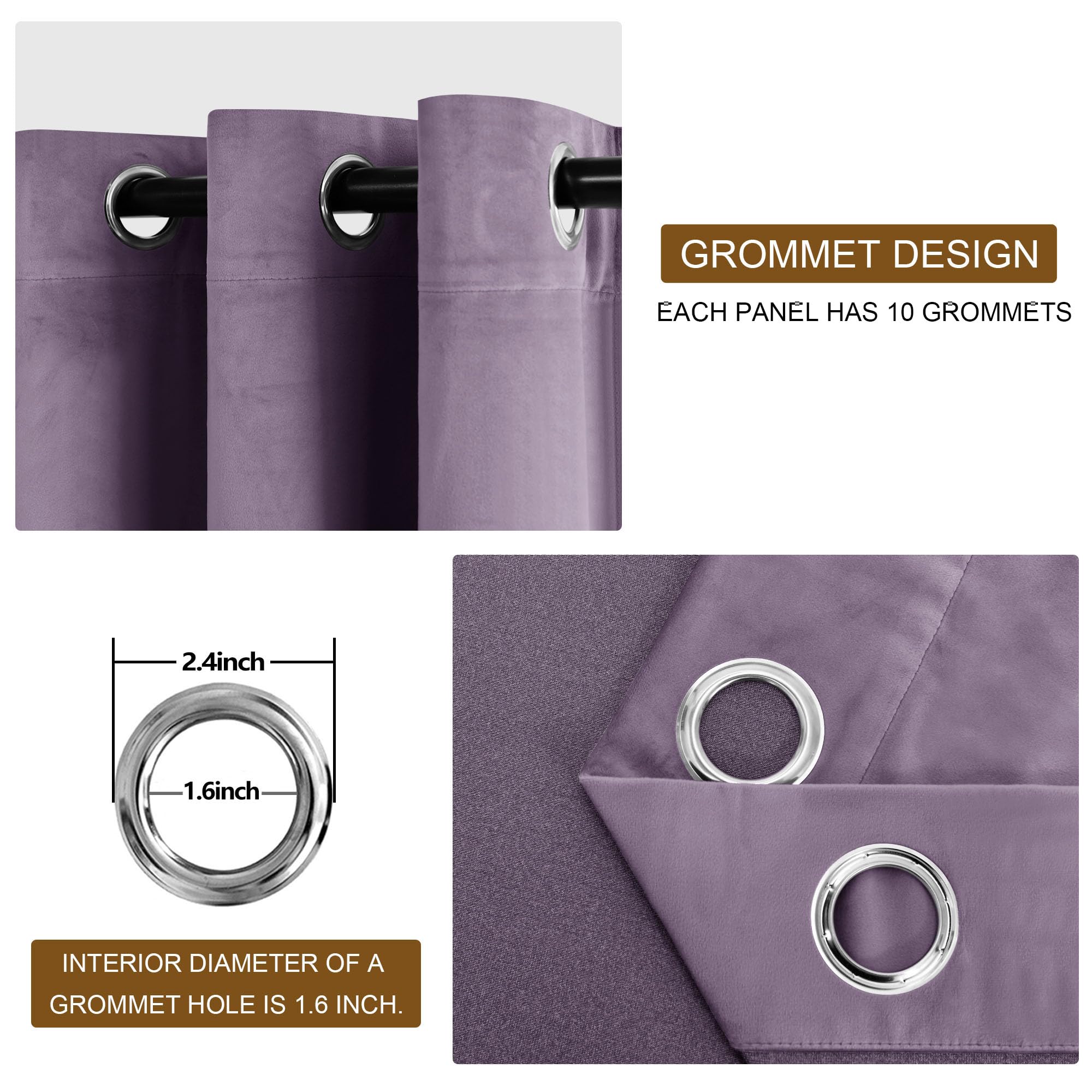 Dwcn Velvet Curtains Extra Wide - Elegant Super Soft Tieable Window Panels Blackout Grommet Design Thick Fabric Window Dressing