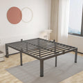 ROIL 16 inch Metal Queen Bed Frame with Rounded Corner and Headboard Hole Mattress Retainers 3500LBS Heavy Duty Steel Slats No B