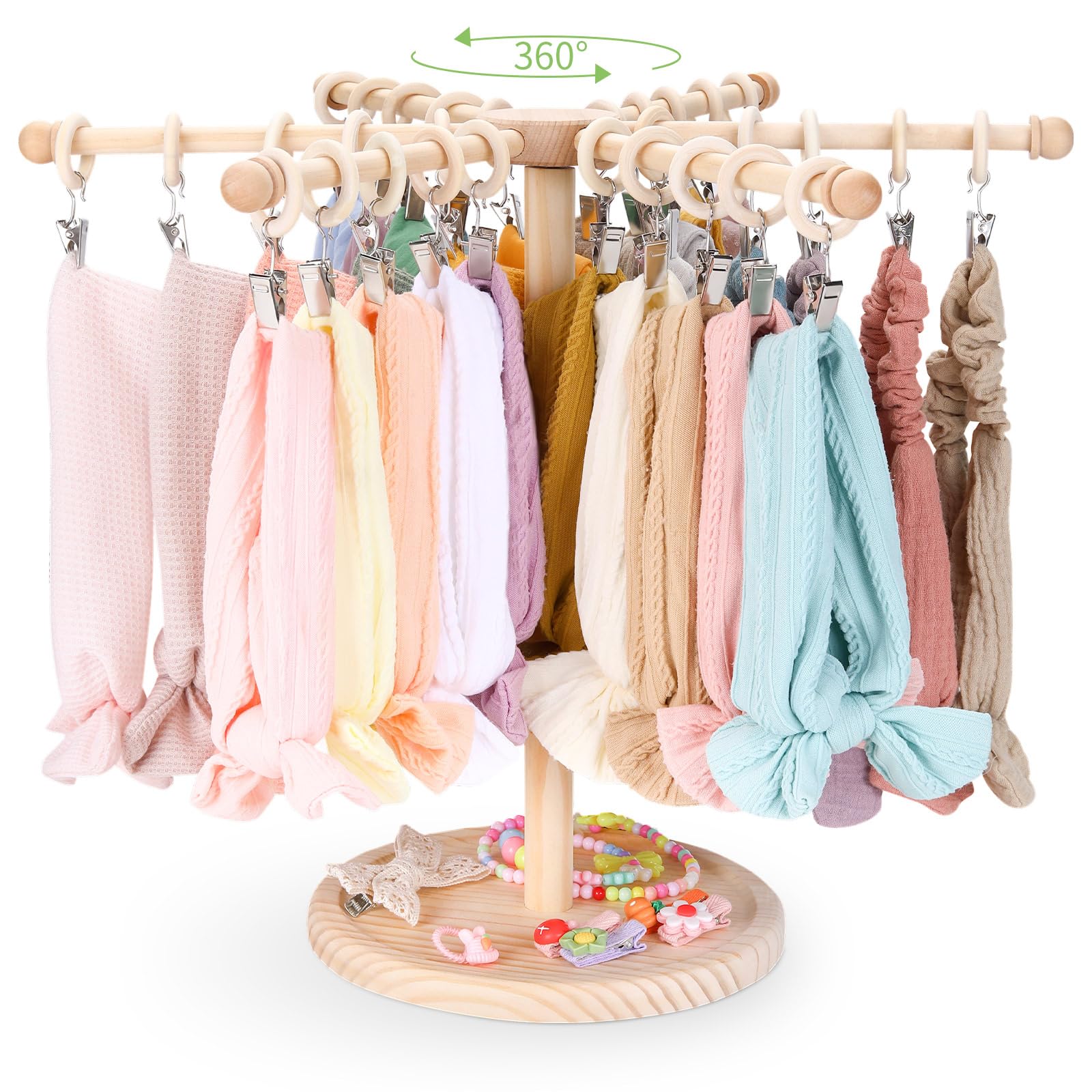 POVETIRE Headband Holder Bow Organizer for Girls,360 Rotating Hair accessories Organizer Storage Baby Headband Display Stand Hai