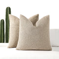 Romandeco Boucle Decorative Throw Pillow Covers For Couch Set Of 2, 24X24 Inches, Oatmeal