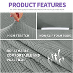 Znsayotx Super Stretch Sofa Cover (71'-91'), New Striped Sofa Covers Fitted Slipcovers With Elastic Bottom, Dog Cat Pets Proof Spandex Washable Fabric Comfortable & Durable (Light Grey, Sofa)