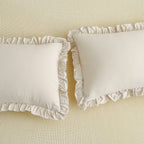 Cream Pillowcases King Pillowcases Ruffled Pillow Shams Set Of 2 Cute Pillowcases Solid Ruffled Fringe Design Beige Grey Shabby
