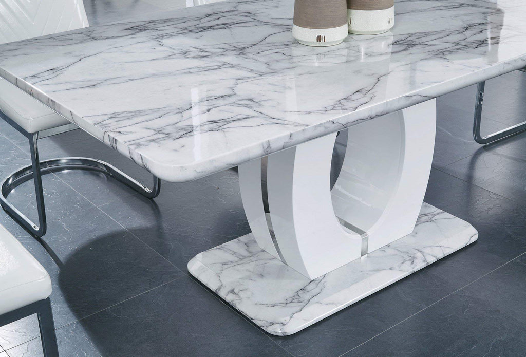 Global Furniture Usa Global Furniture Faux Marble Pedestal Base Dining Table, Br