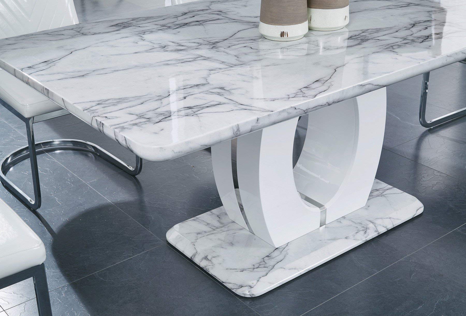 Global Furniture Usa Global Furniture Faux Marble Pedestal Base Dining Table, Br