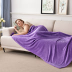 Sochow Flannel Fleece Blanket Luxury Twin Xl Size, All Season Lightweight Super Soft Cozy Blanket For Bed Or Couch, Purple, 66X9