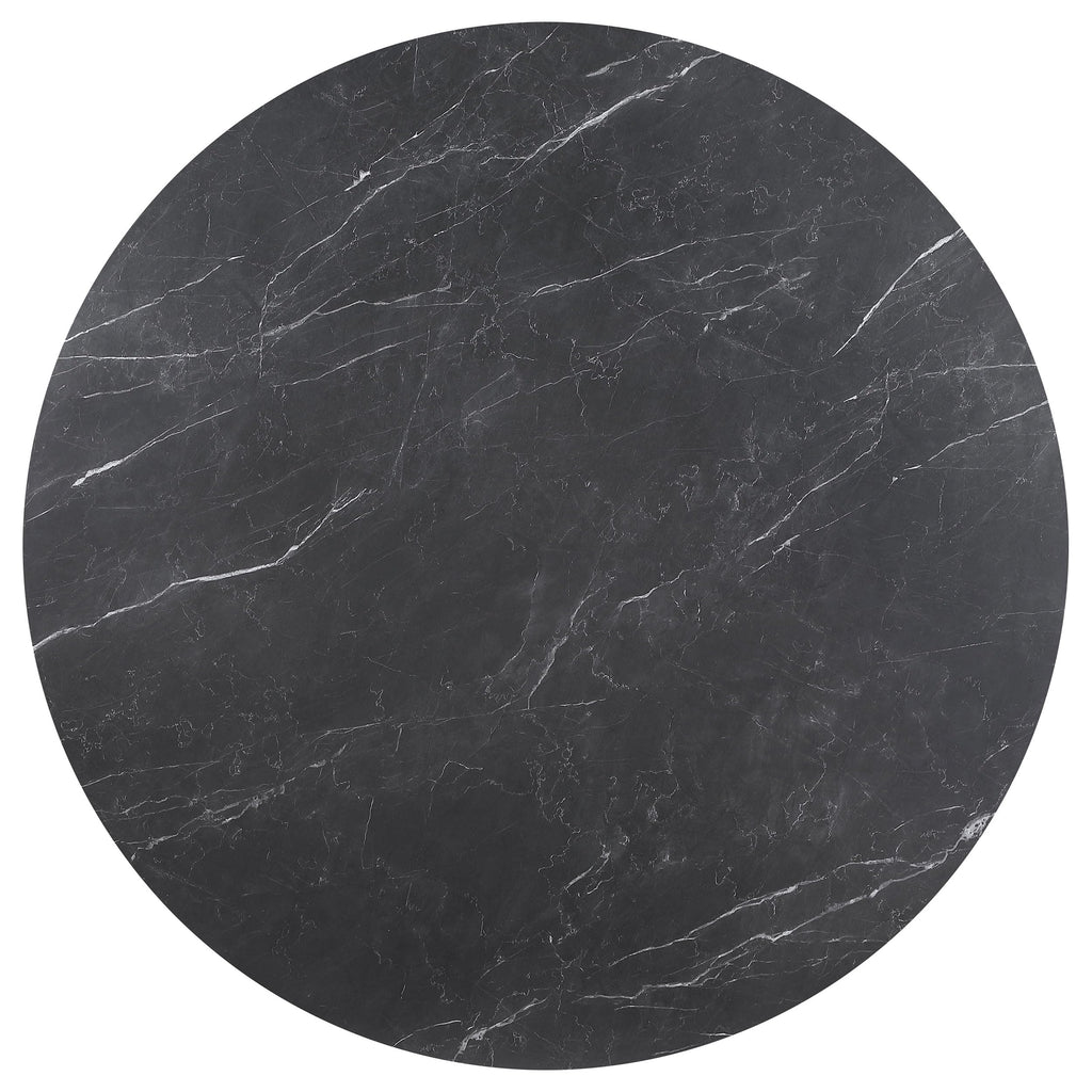 Coaster Home Furnishings Camden Round 48-Inch Faux Marble Top Dining Table Black