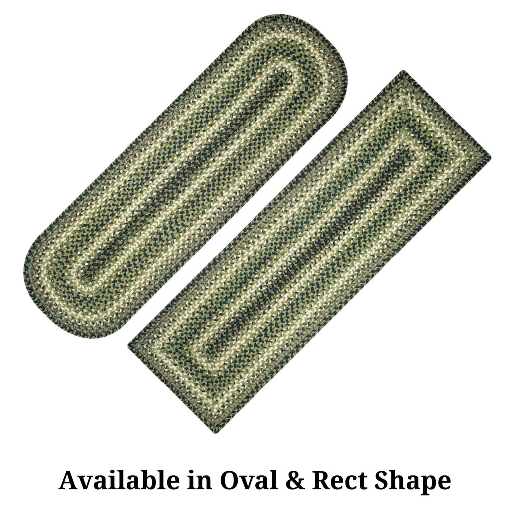 Homespice Pinecone Premium Jute Braided Stair Tread 8'' X 28'' (Set Of 13) Rectangular Green Reversible, Natural Jute Yarn Rusti