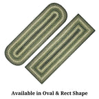 Homespice Pinecone Premium Jute Braided Stair Tread 8'' X 28'' (Set Of 13) Rectangular Green Reversible, Natural Jute Yarn Rusti