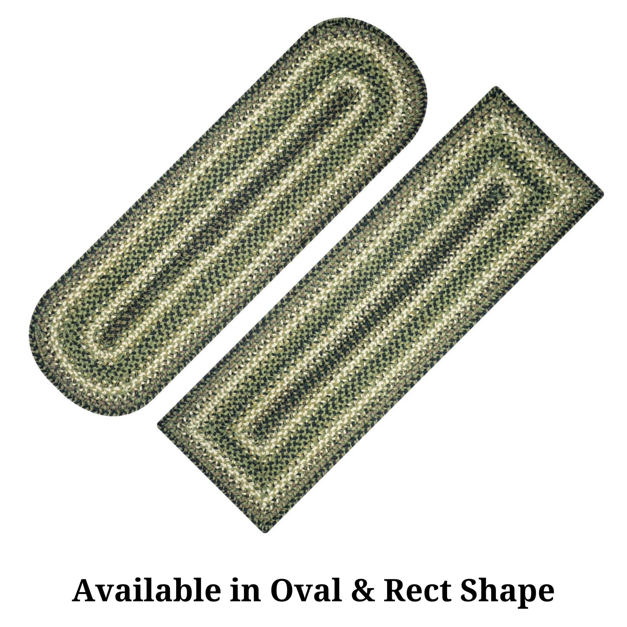 Homespice Pinecone Premium Jute Braided Stair Tread 8'' X 28'' (Set Of 13) Rectangular Green Reversible, Natural Jute Yarn Rusti
