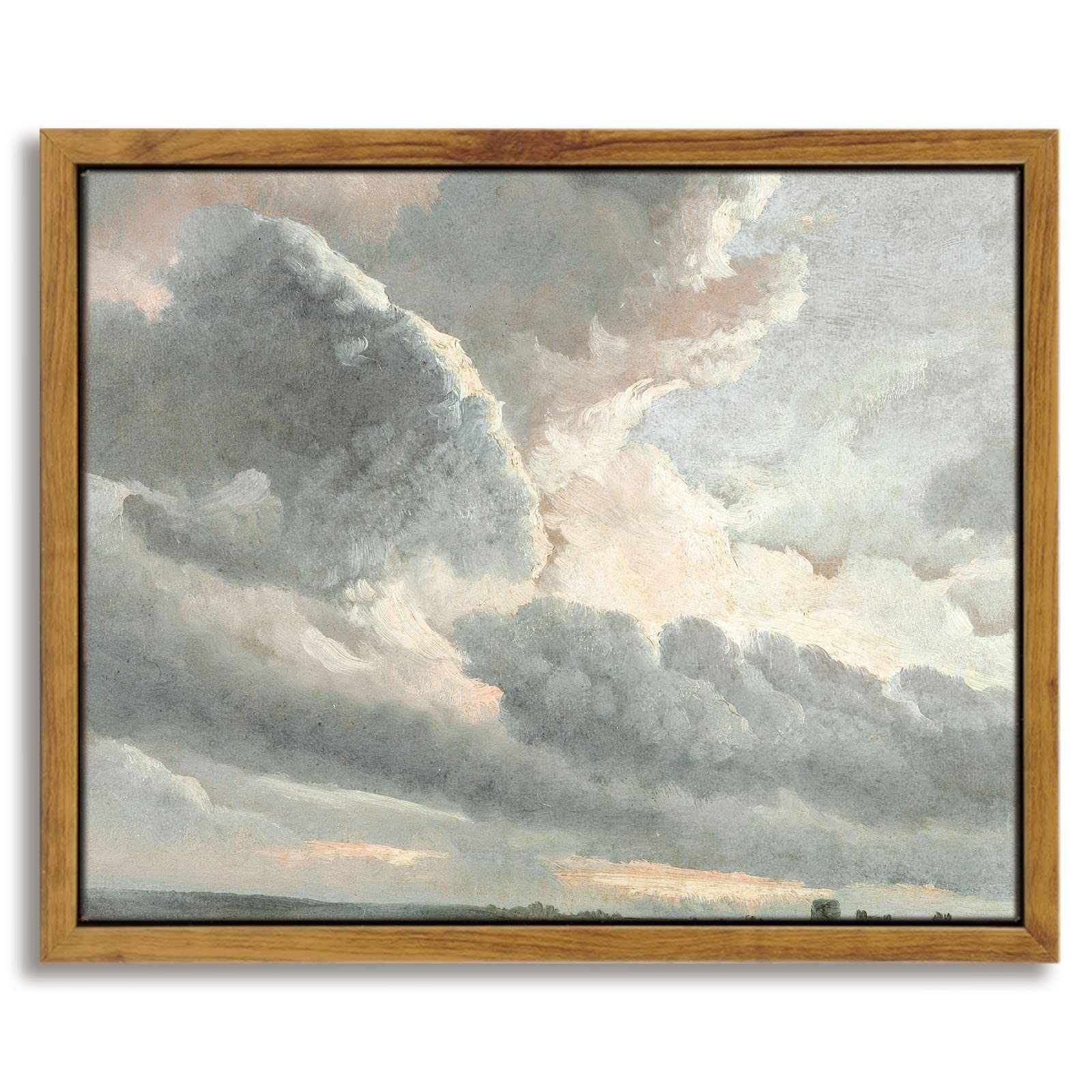 InSimSea Framed Canvas Wall Art Vintage Decor, Clouds with a Sunset Classical Paintings Canvas Prints, Vintage Farmhouse Wall Ar
