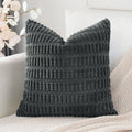 Otostar Corduroy Decorative Throw Pillow Covers 22X22 Inch Super Soft Boho Striped Square Pillow Covers Case Modern Cushion Covers For Sofa Couch Bedroom Car Decor Dark Grey