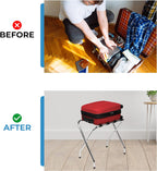 Foldable X-Shape Luggage Rack with Nylon Straps & Rubber Feet, Chrome Finish