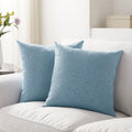 Meekio Set Of 2 Light Blue Pillow Covers 20 X 20 Inch Farmhouse Boho Decorative Throw Pillow Covers Linen Cushion Covers For Sof