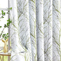 Green Branch Blackout Window Treatment 96 Inches Length Tree Print 100% Blackout Curtain Panels for Bedroom Grommet Top Thermal 