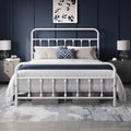 Yaheetech Classic Metal Platform Bed Frame Mattress Foundation With Victorian Style Iron-Art Headboard/Footboard/Under Bed Storage/No Box Spring Needed/Queen Size White