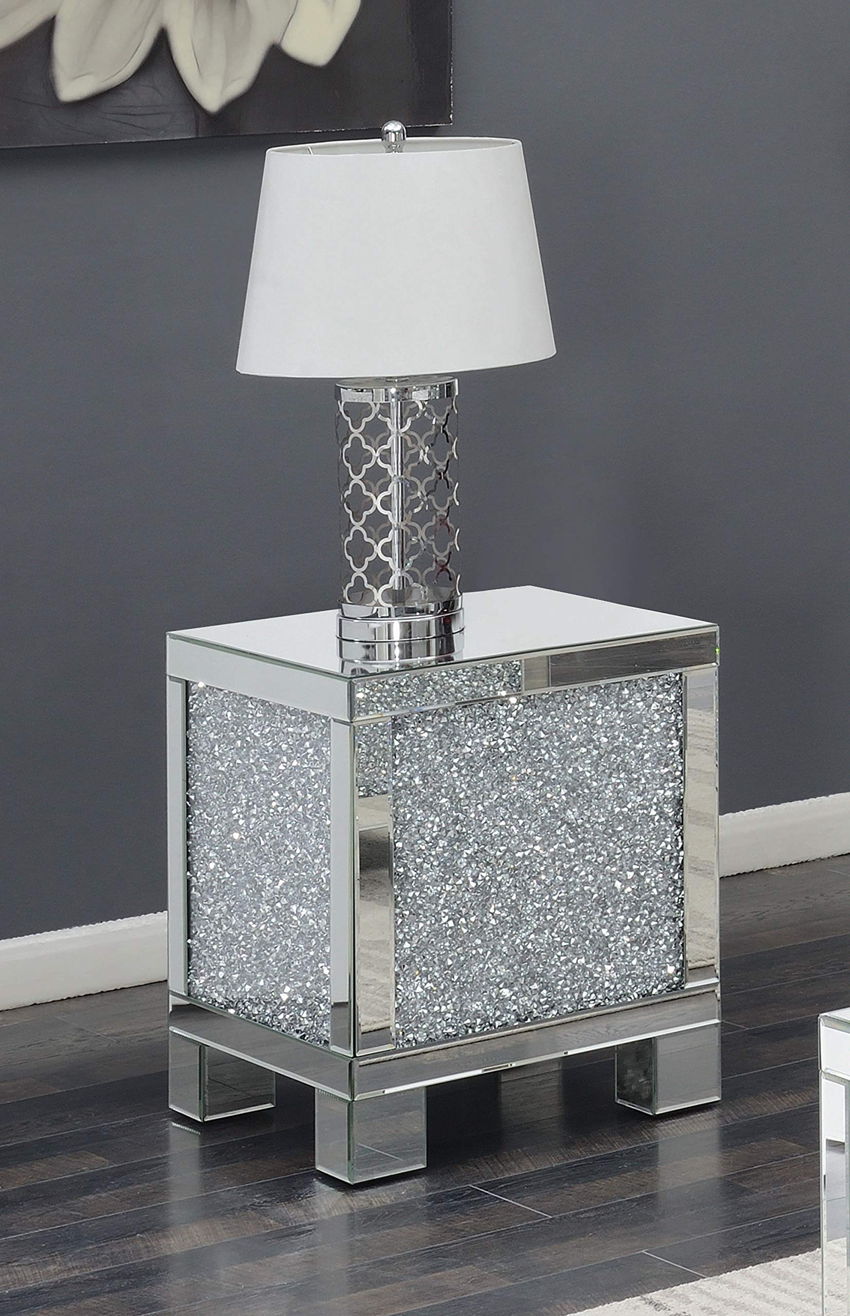 Coaster Furniture Layton Square Silver and Clear Mirror End Table 722497