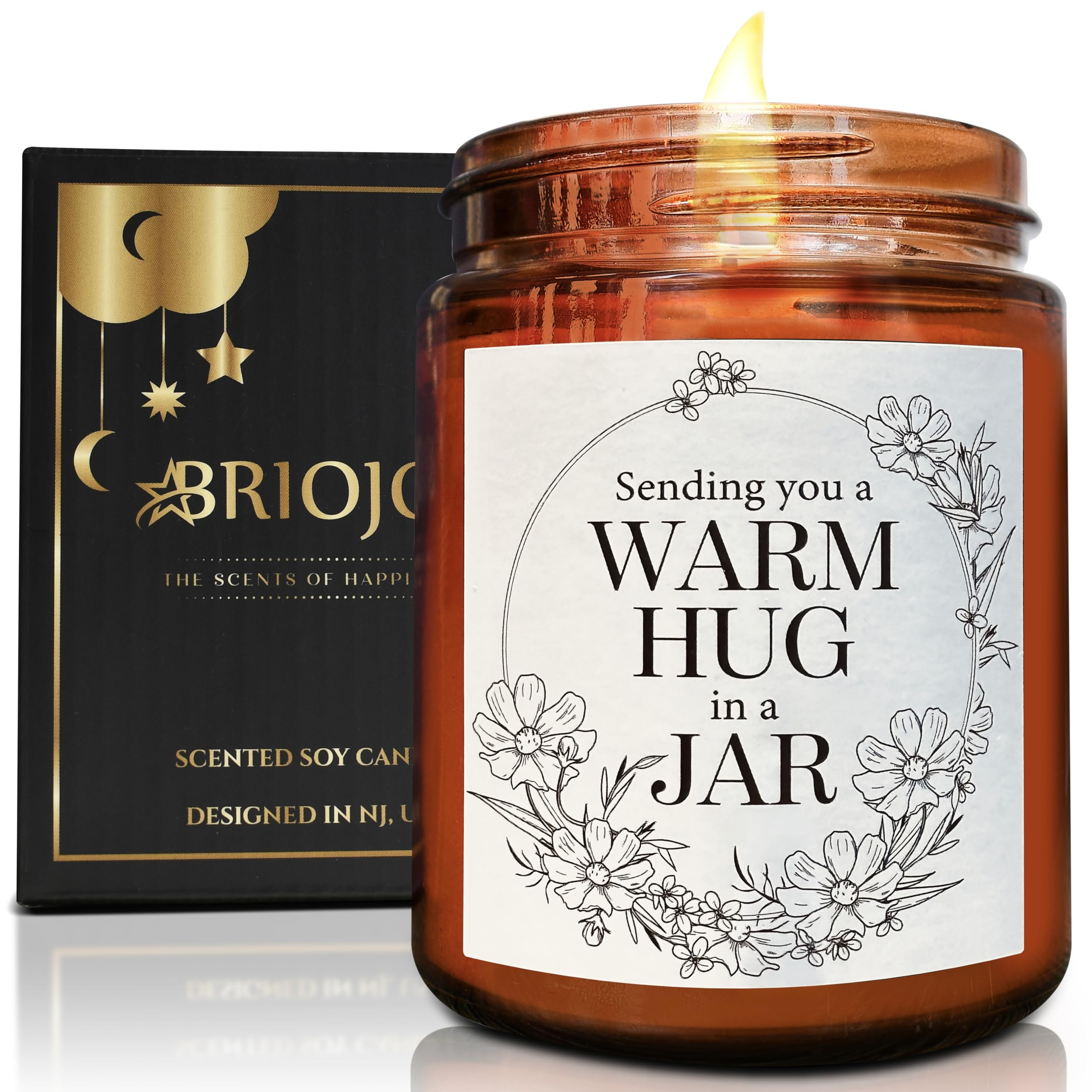 Briojoy Warm Hug in a Jar Candle - Friendship Gifts for Women Men Best Friend - Big Hug Relaxing Candle - Get Well Gift for Her 