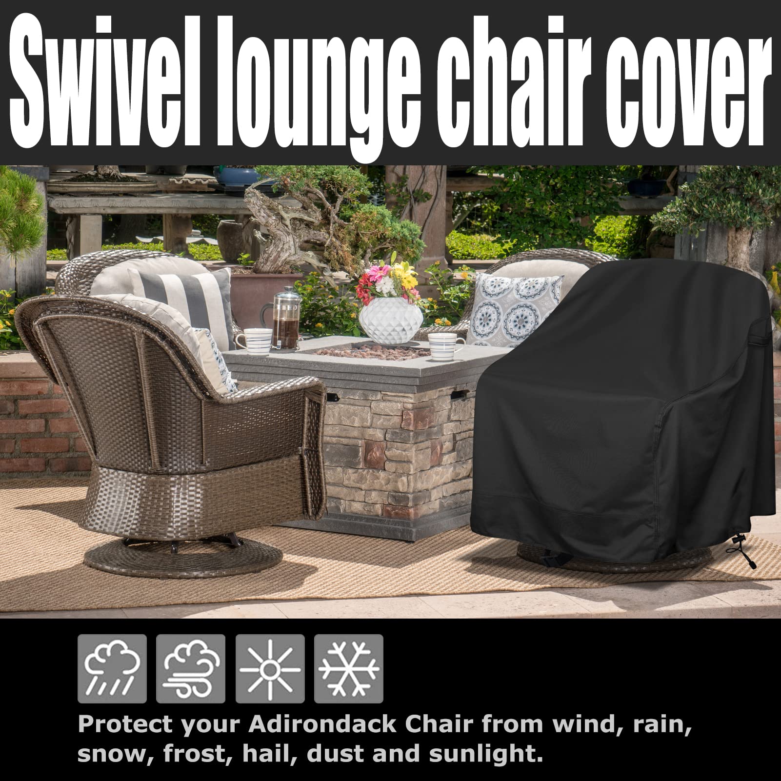 Outdoor Swivel Lounge Chair Cover 4 Pack,Waterproof Heavy Duty Outdoor Chair Covers, (39' W X 37' D X 38' H) Patio Furniture Cover For Swivel Patio Lounge Chair