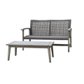 Dukap Monterosso 2 Piece Patio Sofa Seating Set And Table, Outdoor Conversation Seats With Weather And Water Resistance, Spacious Porch Furniture For Ultimate Comfort, Light Grey