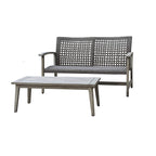 Dukap Monterosso 2 Piece Patio Sofa Seating Set And Table, Outdoor Conversation Seats With Weather And Water Resistance, Spacious Porch Furniture For Ultimate Comfort, Light Grey